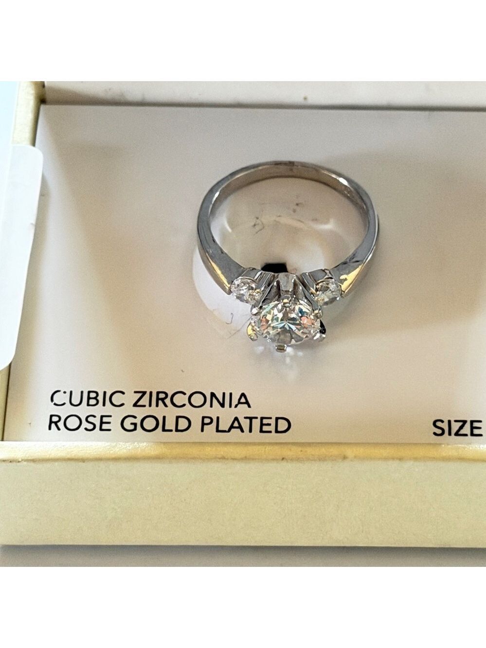 Rose Gold Plated Cubic Zirconia Ring Size 5